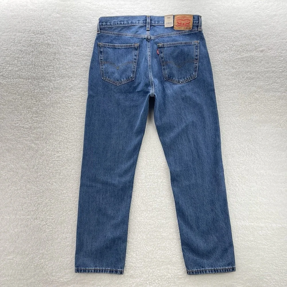 Levis 505 Jeans Mens 36x32 Blue Regular Fit Straight Medium Wash Denim Grunge